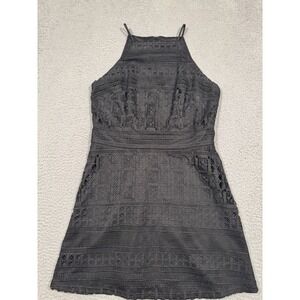 Lauren Ralph Lauren Dress‎ Black Crochet Square Neck Spaghetti Strap Size 4